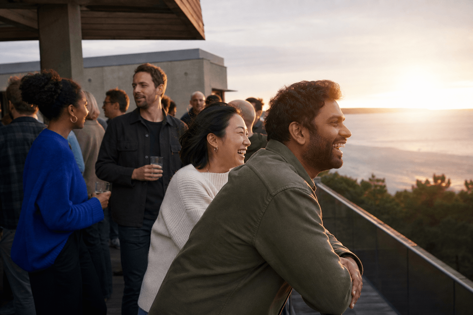 Colleagues at sunset