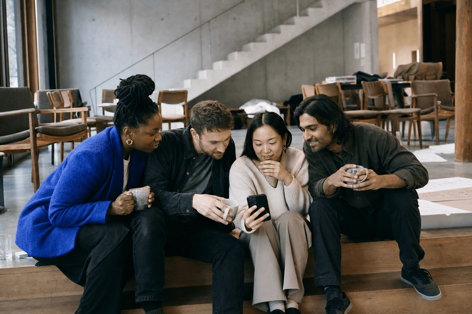 Team reviewing photos next morning