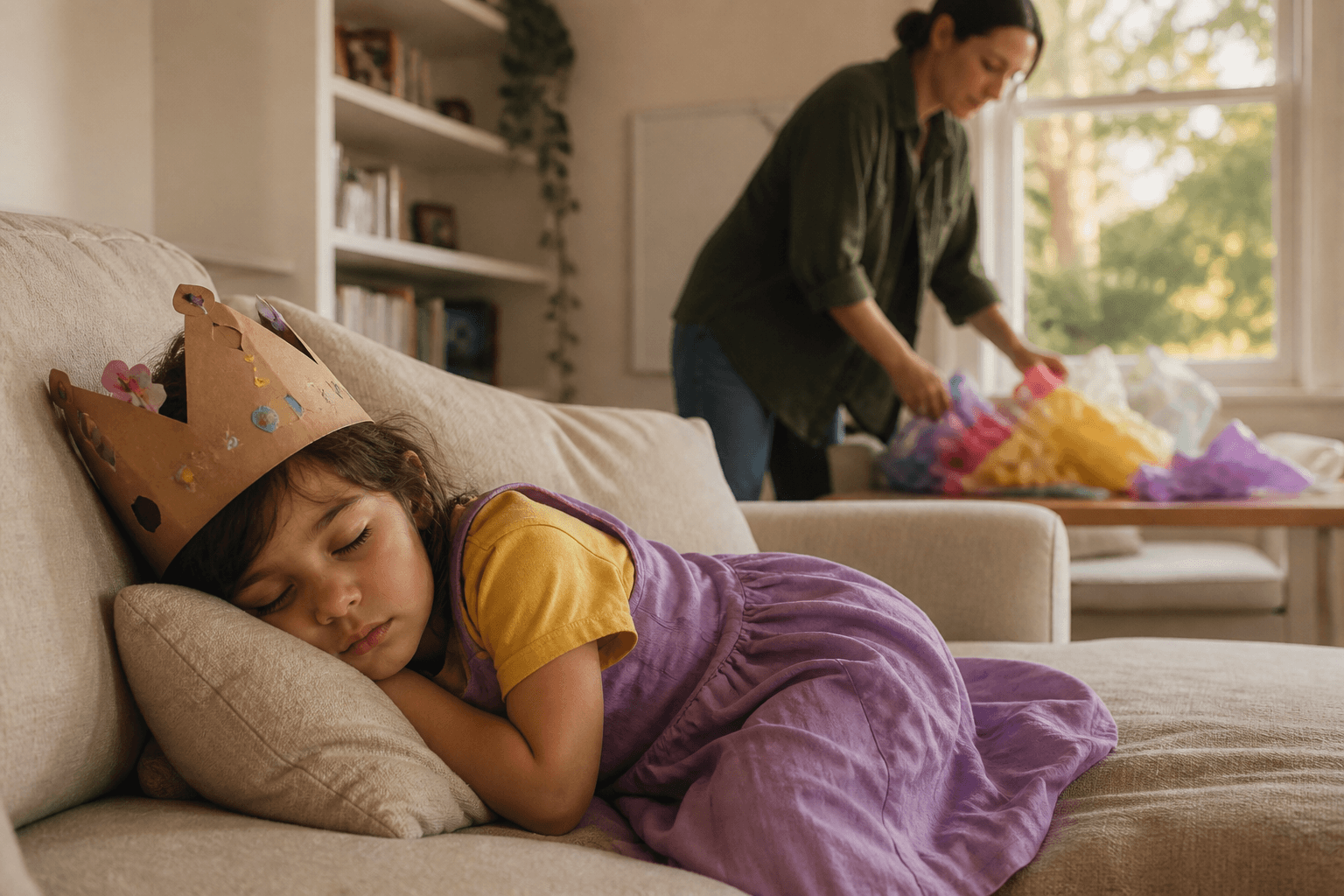 Birthday child asleep after the party