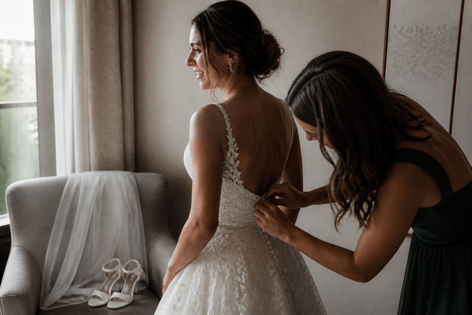 The wedding day begins
